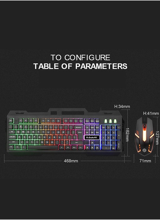 HaveDream - Mechanical Luminous Feel English Keyboard And Mouse Set, Wired USB (Black) - Image 1