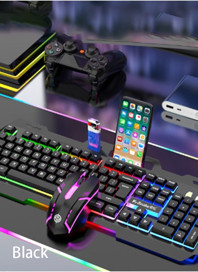 HaveDream - Mechanical Luminous Feel English Keyboard And Mouse Set, Wired USB (Black) - Image 1