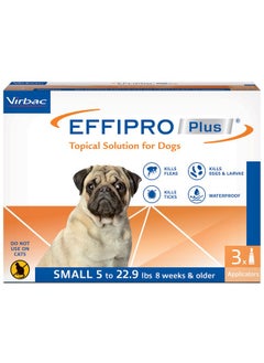 Virbac Virbac Effipro Plus Topical Solution for Dogs - Dog Flea and Tick Treatment for Small Dogs (5-22.9lbs), 3 Doses, Waterproof Topical Prevention  - Image 1
