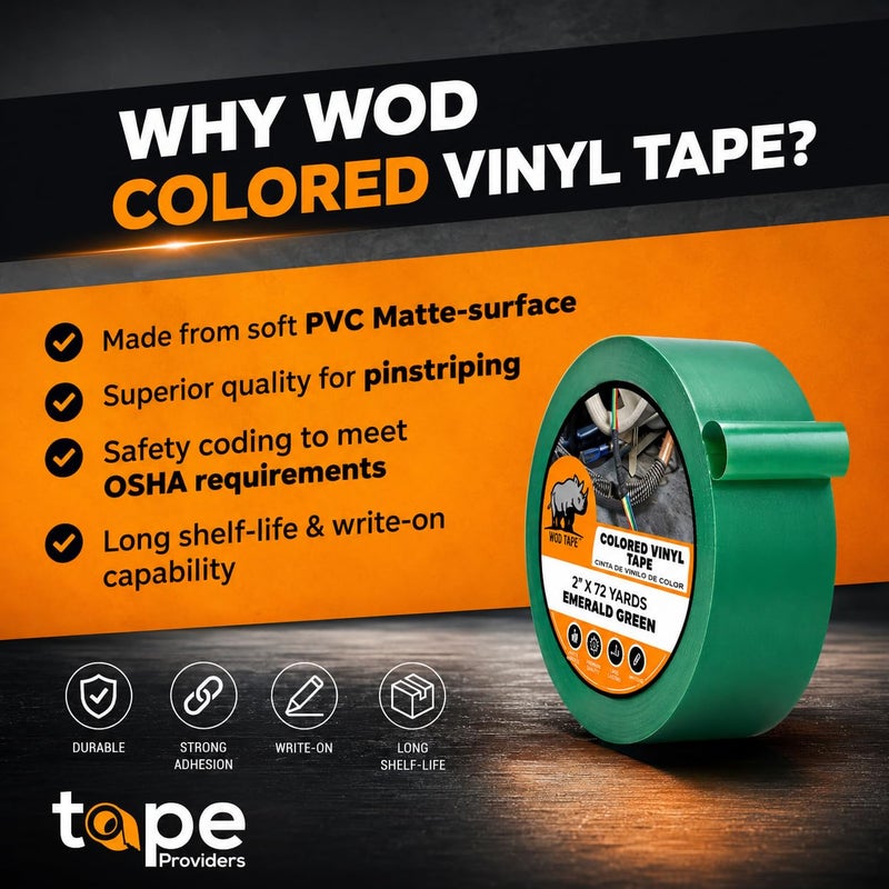 WOD Tape WOD VTC365 Emerald Green Vinyl Pinstriping Tape 38 inch x 36 yds for School Gym Marking Floor Crafting Stripping Arcade1Up Vehicles and More - Image 4