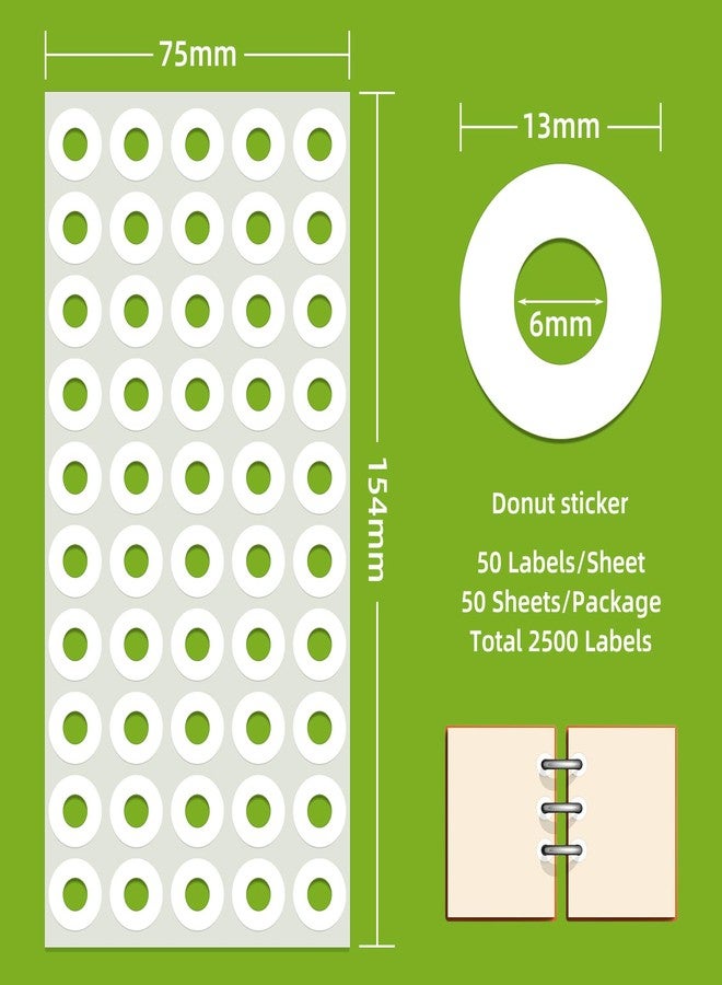 Anylabel 2500 Pack Self-Adhesive Hole Reinforcement Stickers, 1/4" Diameter Hole Punch Reinforcement Labels for School Home and Office, White, Non-Printable - Image 2