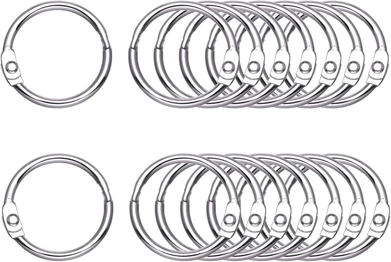 Antner 100Pcs Loose Leaf Binder Rings, 1" Diameter, Nickel Plated Metal Office Book Rings Keychain Key Rings Notebook Rings for School Office - Image 1