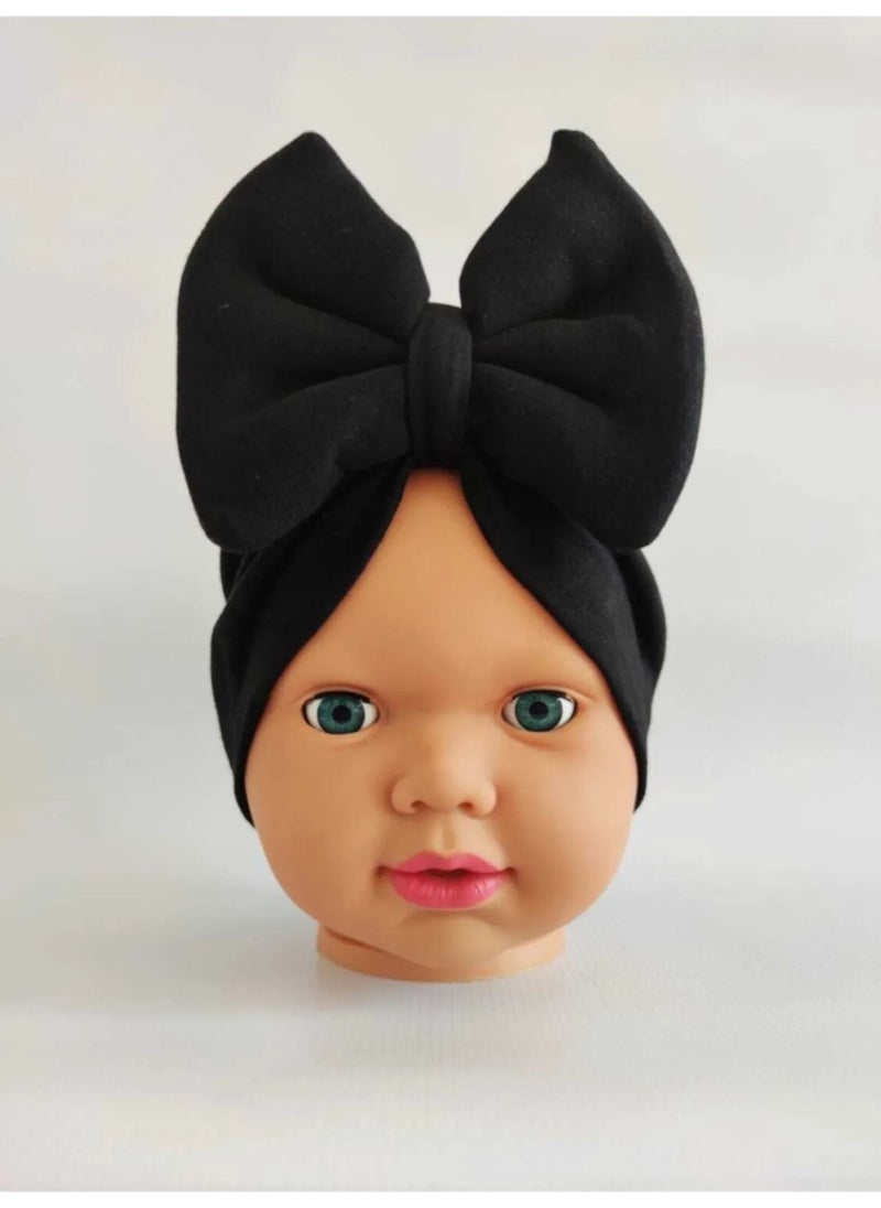 Bilge Trend Bowknot Lycra Double Layer Baby Girl Bonnet (Compatible Between 6-18 Months) 