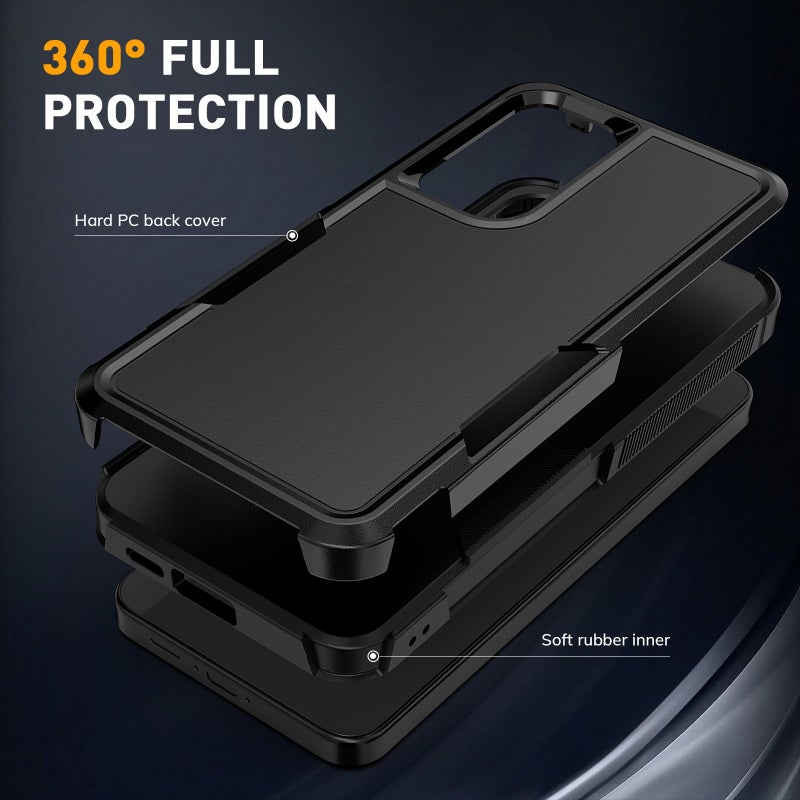 Vinve for Samsung Galaxy S25 Case with HD Screen Protector, Military-Grade Shockproof & Dual-Layer Protection, Anti-Slip Grip Design Phone Case, Black - Image 4