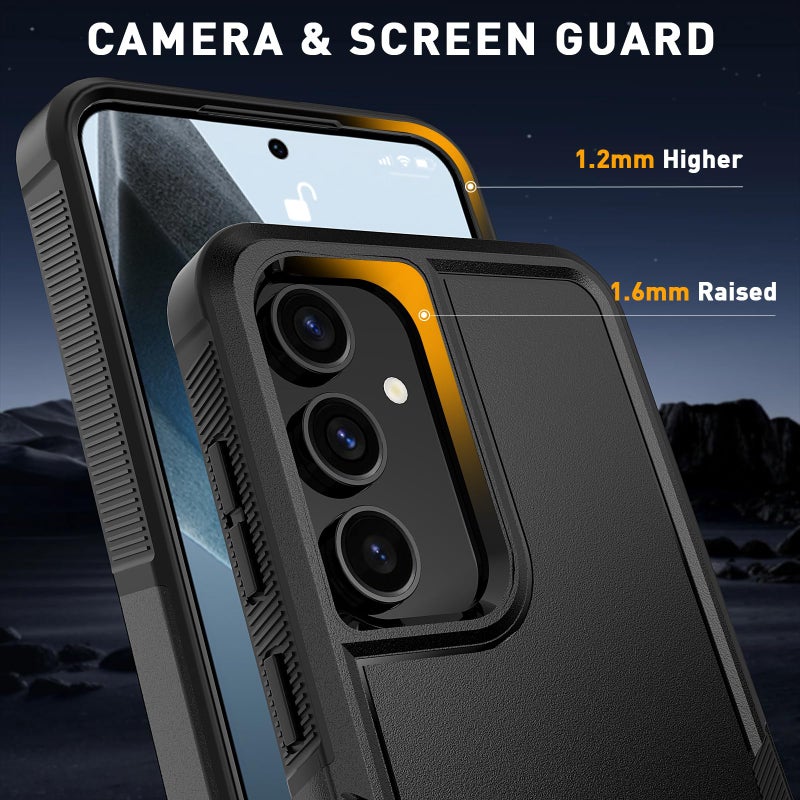 Vinve for Samsung Galaxy S25 Case with HD Screen Protector, Military-Grade Shockproof & Dual-Layer Protection, Anti-Slip Grip Design Phone Case, Black - Image 5