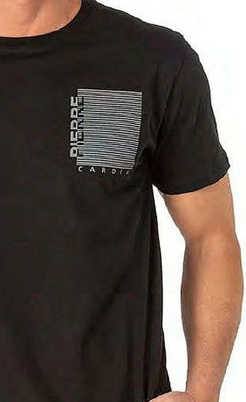 pierre cardin 6075 Men's Short Sleeve Crew Neck Pajama Set-Black