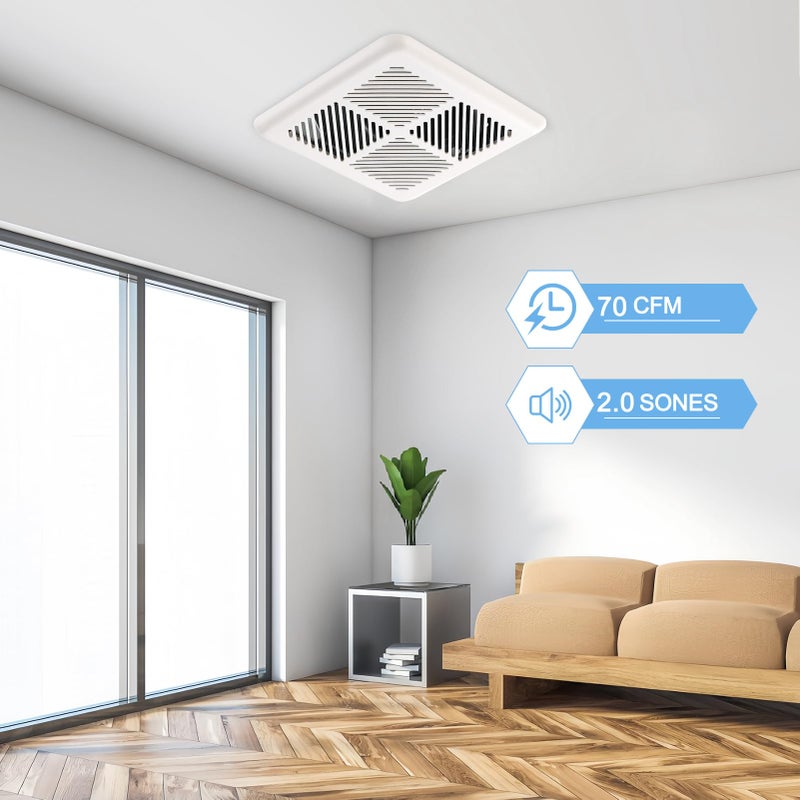 Tech Drive Very Quiet Bathroom Exhaust Fan - 70 CFM, 2.0 Sone, No Attic Access Needed, Energy Star Certified, Easy to Install,3-Inch Duct, Ceiling Mounted for Bathrooms Up to 75 Sq. Ft, White - Image 3