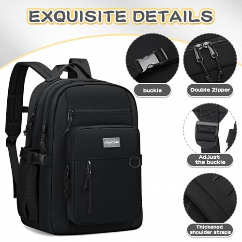PRAGARI Kids Backpack for School Cute Aesthetic Black Backpack Girls Student Bookbag Women Travel Lightweight Book Bag - Image 4