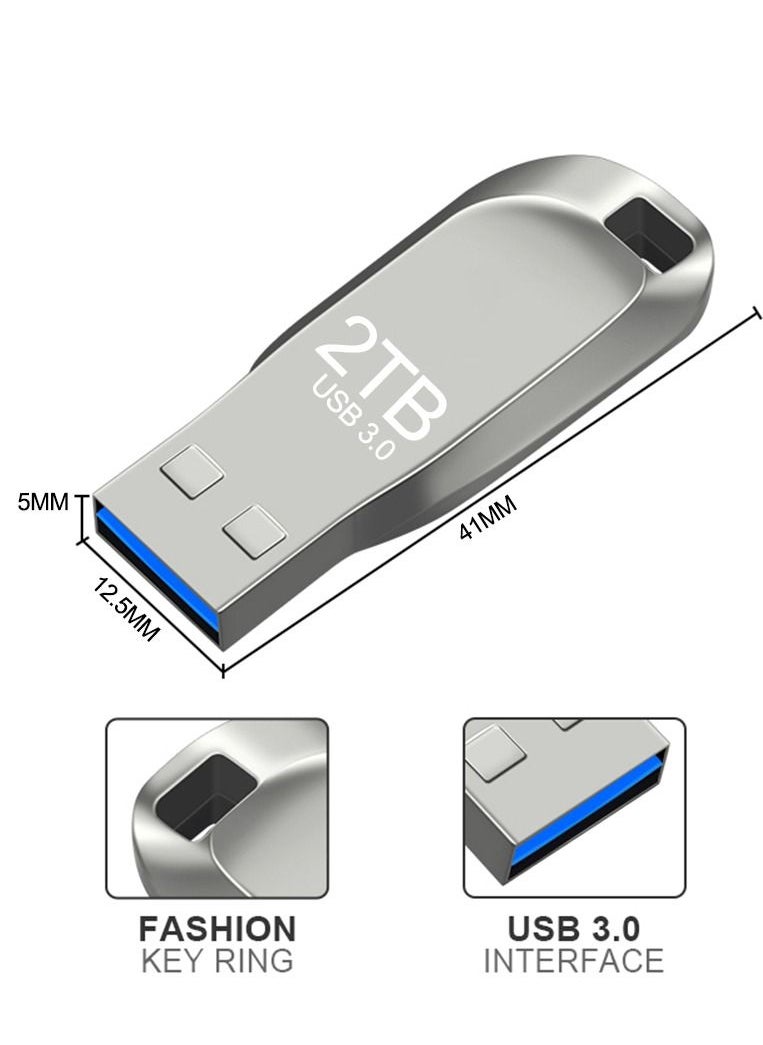 Generic - 2TB USB 3.0 High speed Flash Metal Pen Drive Waterproof Black - Image 1