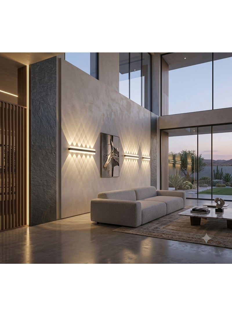 Modern LED Wall Sconce, Two-Way Geometric Lighting Effect, Black and White - Image 2
