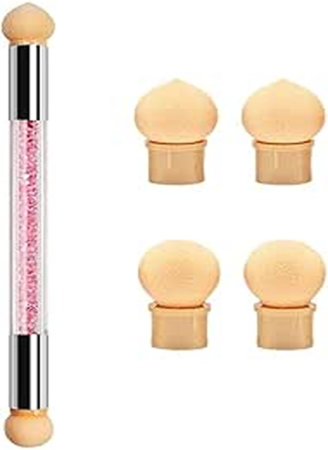 AKOAK - AKOAK 5 Pcs in 1 Set Nail Sponges for Ombre, Gel Nail Gradient Sponge Pen Double Headed Brush, Nail Art Sponge Brush Double Gradient Nail Art Brush Painting Pen with 4 Additional Sponge Heads - Image 1