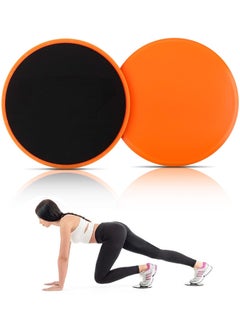 Generic Exercise Sliders Gliding Discs Dual Sided Total Body Workout System 2Pcs, Orange  - Image 2
