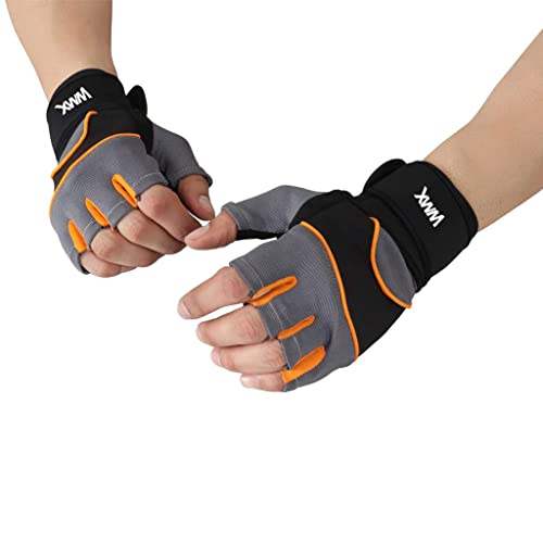NEVER LOSE WMX Series Fitness Gloves/Weight Lifting Gloves/Gym Gloves/Bike Gloves (XL, Loto), Leather, Black;Orange;Grey - Image 1
