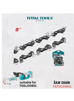 TOTAL Super Total Chain 8" for Chain Saws| 3/8" Pitch, 0.043" Gauge, 33 Links - High-Performance Saw Chain  - Image 2