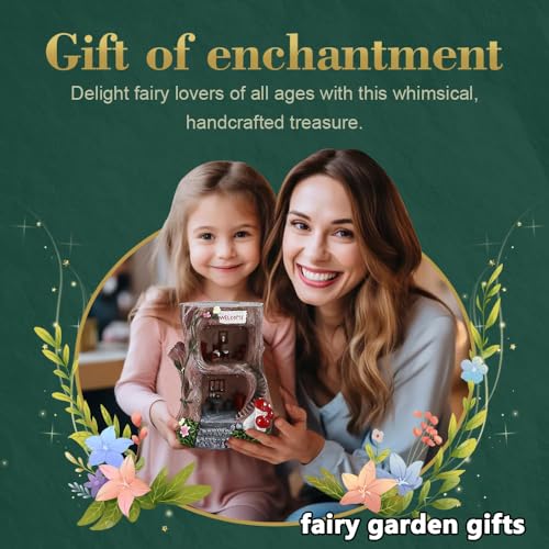 BEXLEYBAY Solar Light Gnome Fairy Garden House for Outside, Big Size Fairy Miniature Buildings Accessories House Sculptures for Outdoor Garden Patio Lawn Path Decorations, 8" Tall - Image 4