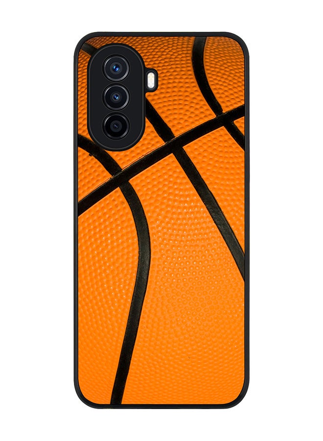 Stylizedd Rugged Black Edge case for Huawei nova Y71, Slim fit Soft Case Flexible Rubber Edges Anti Drop TPU Gel Thin Cover - Basketball - Image 1