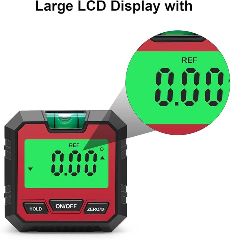 Digital Level Box Angle Finder Electronic Protractor With Horizontal Bubble For Woodworking Construction Carpentry Red - Image 3