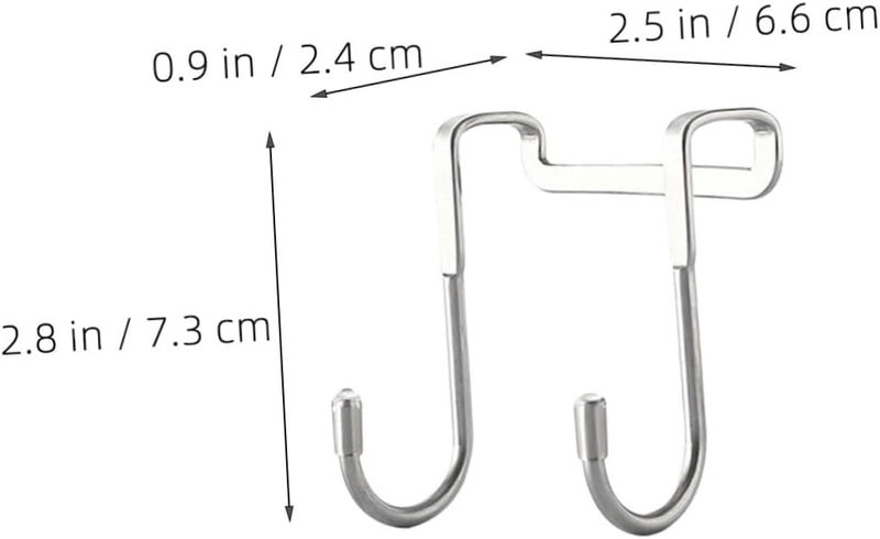 Garneck 2Pcs Stainless Steel S Hooks Over Door Hanger for Towels and Bags for Kitchen and Bathroom Organization Space Saving Design for Cabinets and Showers - Image 2