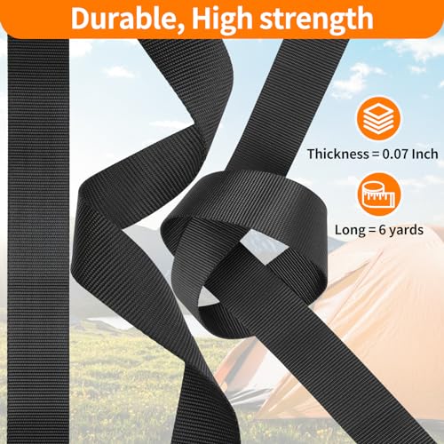 BEYOURD Heavy-Duty Buckles and Strap Set 1-1/2": 6 Yards of Thick Nylon Webbing, 6-Pack Adjustable Quick Side Release Plastic Buckles, 12 Tri-Glide Slide Clips, Black (1-1/2" Combo Set) - Image 4