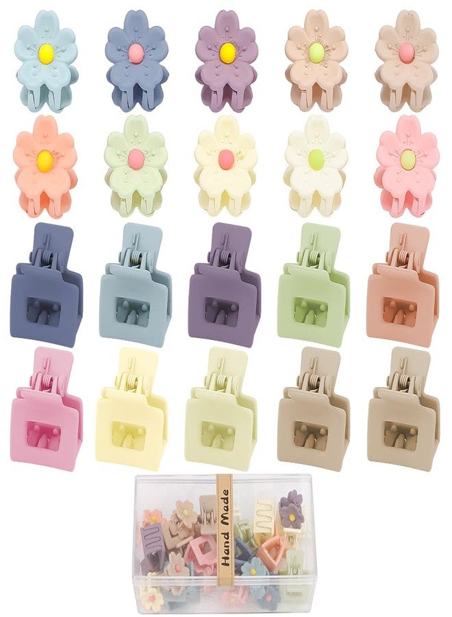 Ahoney 20Pcs Small Claw Clips for Girls Women, Cute 1inch Mini Flower Tiny Hair Clips for Kids Decorations, Jaw Clips Strong Hold Accessories Barrettes (Colorful) - Image 1