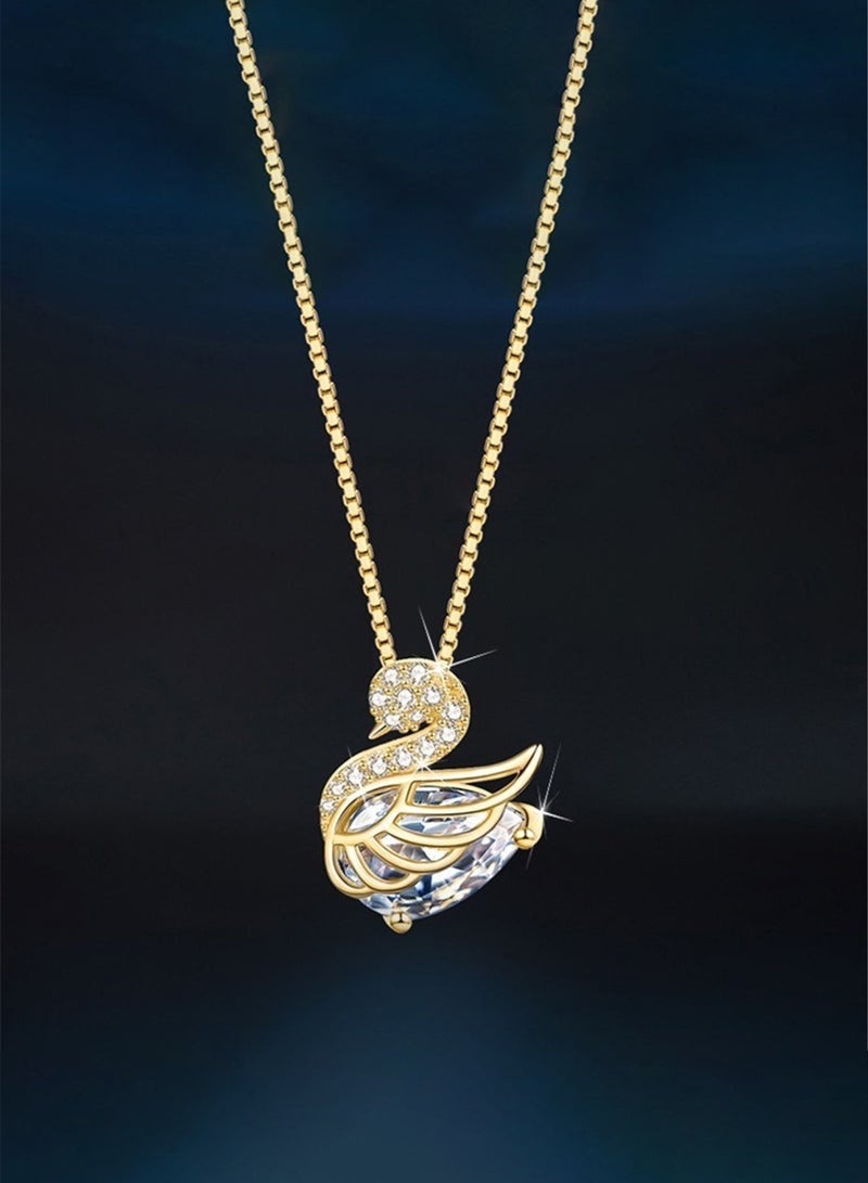 Elegant Swan-18K gold-plated titanium steel crystal necklace, Women necklace，Valentine's Day birthday gift, suitable for Women girls - Image 1