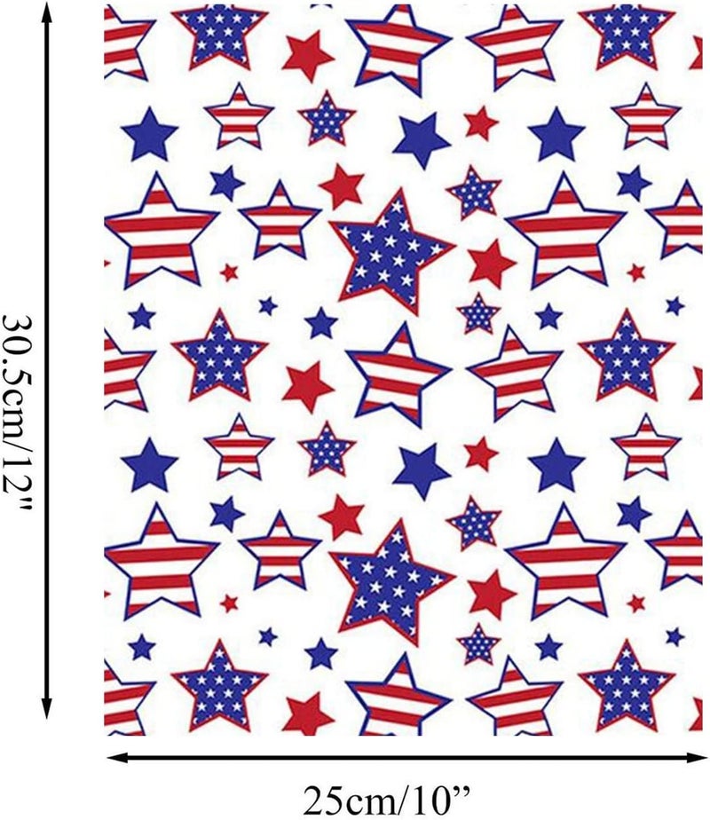 Heat Transfer Vinyl, Patriotic Print Red White Blue Ink Heat Transfer Iron on Vinyl Bundle Sheets USA American Flag Pattern 4th of July Independence Day Washable for Ironing Clothes, 12x10 Inch - Image 3