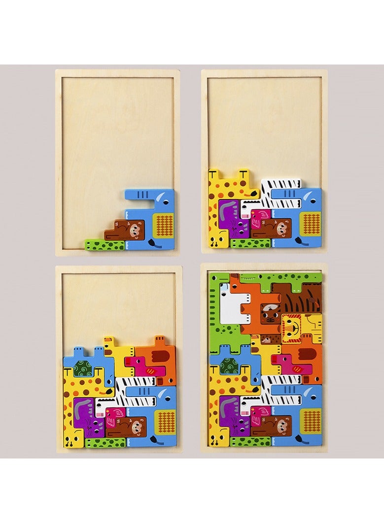 Children's 3D Animal Puzzle Large Particle Building Blocks Baby Early Education Educational Toys Boys And Girls Assembly Desktop Toys - Image 4