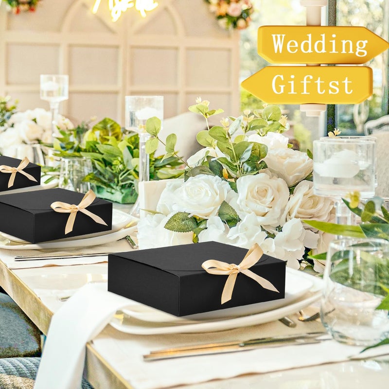 WLUSEAXI 10pack Gift Boxes with Lids, 6.5''x6.5''x2'' Black Gift Boxes For Presents, Paper Boxes Gift Boxes with Ribbon for Birthday Wedding Party Chocolate Candy - Image 3