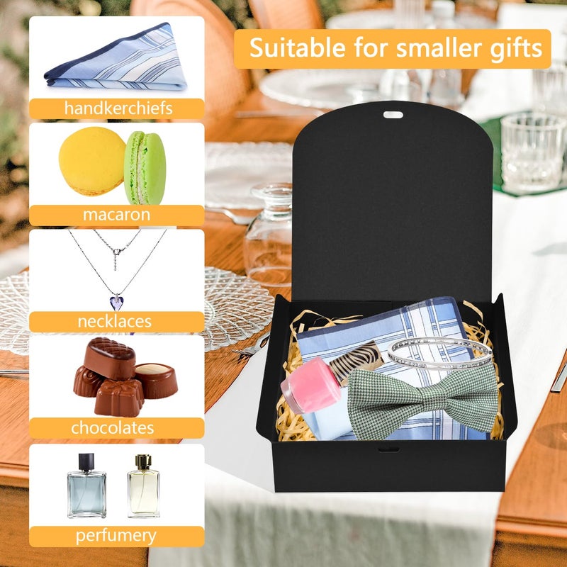 WLUSEAXI 10pack Gift Boxes with Lids, 6.5''x6.5''x2'' Black Gift Boxes For Presents, Paper Boxes Gift Boxes with Ribbon for Birthday Wedding Party Chocolate Candy - Image 4