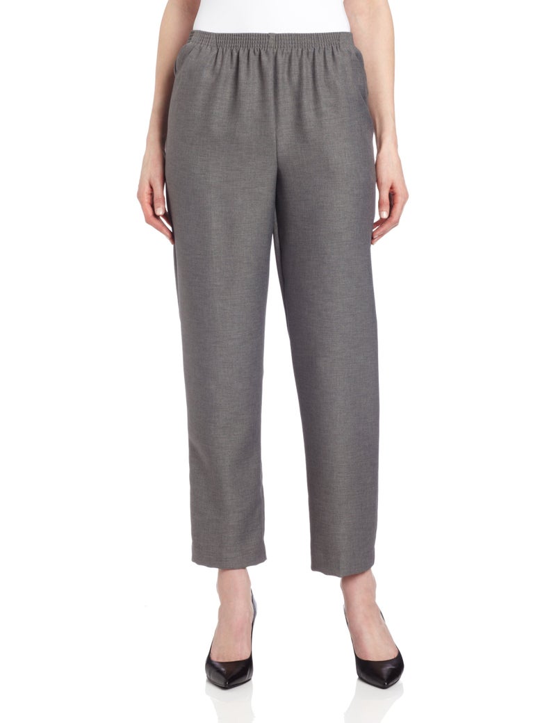 Alfred Dunner Women's Around Elastic Waist Polyester Short Pull-On Style Pants, Grey, 16 Petite - Image 2
