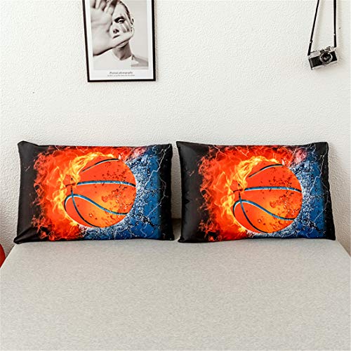 Homebed 3D Sports Fire Basketball Bedding Set for Teen Boys,Duvet Cover Sets with Pillowcases,Twin Size 59”x83”,2PCS,1 Duvet Cover+1 Pillow sham - Image 5