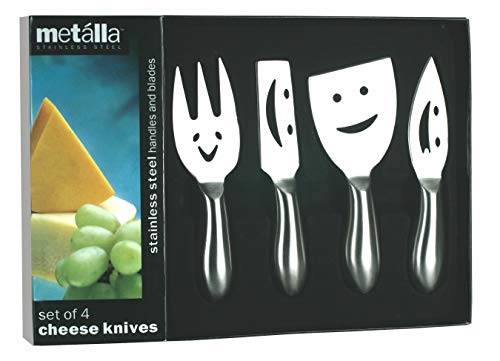 Prodyne Happy Face Cheese Knives, Set of 4, Silver - Image 2