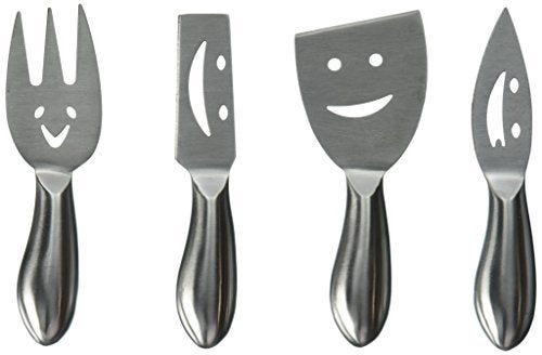 Prodyne Happy Face Cheese Knives, Set of 4, Silver - Image 3