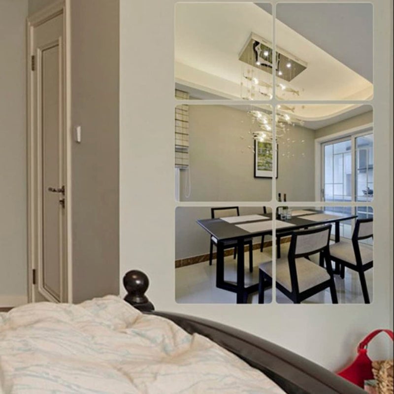 Decor1ders 6 Big Square Silver Mirror for Wall Stickers Large Size 15x15 Cm Acrylic Mirror Wall Decor Sticker for Bathroom Bedroom Living Room Decoration Items B6VeryBigSquareSilver