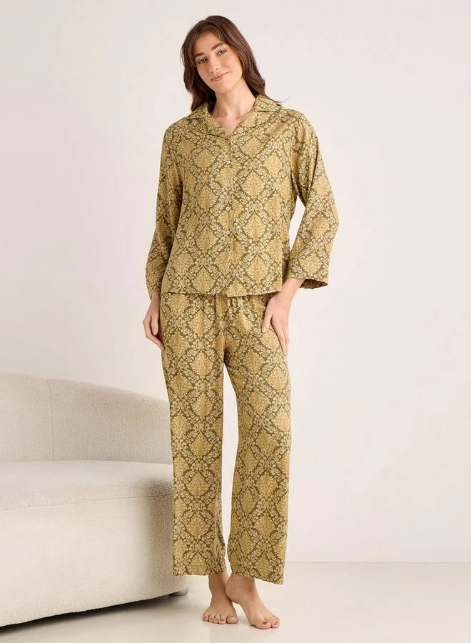 Splash FAV Pyjama Set Button Down Shirt & Trousers Viscose