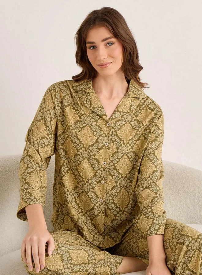 Splash FAV Pyjama Set Button Down Shirt & Trousers Viscose