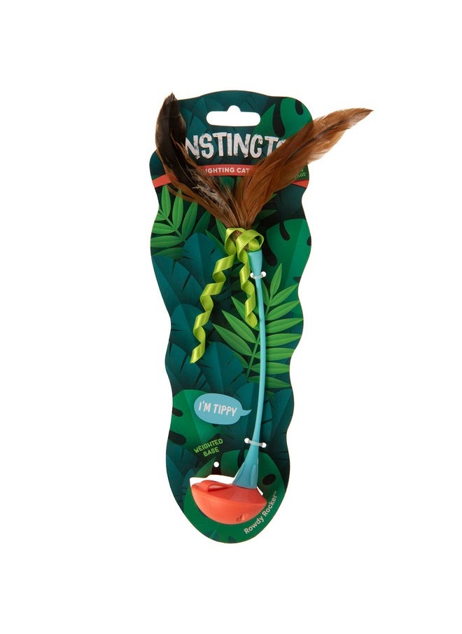SmartyKat SmartyKat Instincts Rowdy Rocker Self-Righting Interactive Cat Toy w/Feathers & Ribbons - Orange/Blue, One Size  - Image 2