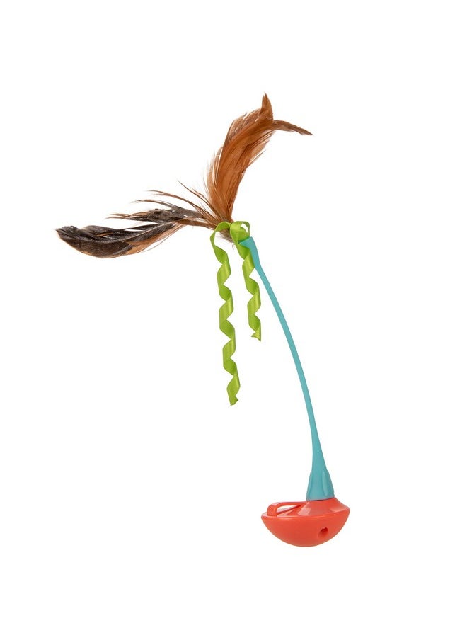 SmartyKat SmartyKat Instincts Rowdy Rocker Self-Righting Interactive Cat Toy w/Feathers & Ribbons - Orange/Blue, One Size  - Image 1