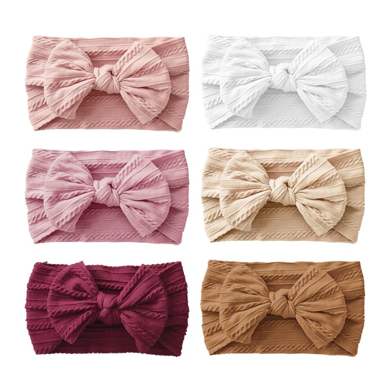 Fecawd 6PCS Baby Headbands, Girls Headbands with Bows, Soft Stretchy Nylon Hair Bands Hair Accessories for Newborn Infant Toddler - Image 1
