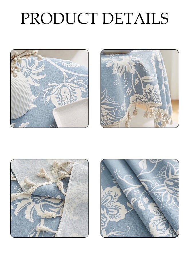 DUNISO Cotton Linen Tablecloth, Household Anti Slip Table Mat With Tassels,Washable Tea Table Tablecloth, Dustproof, Heat Resistant And Wear Resistant, Suitable For Dining Tables, Desks, Dressing Tables, Counters, Coffee Tables, 90*90cm - Image 3