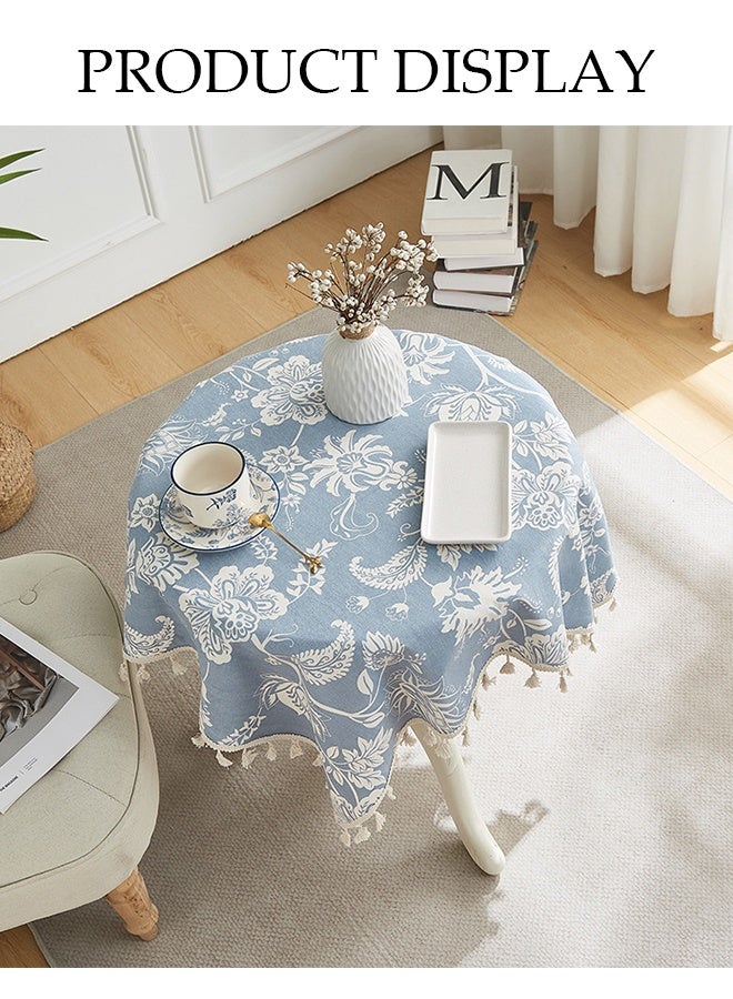 DUNISO Cotton Linen Tablecloth, Household Anti Slip Table Mat With Tassels,Washable Tea Table Tablecloth, Dustproof, Heat Resistant And Wear Resistant, Suitable For Dining Tables, Desks, Dressing Tables, Counters, Coffee Tables, 90*90cm - Image 4