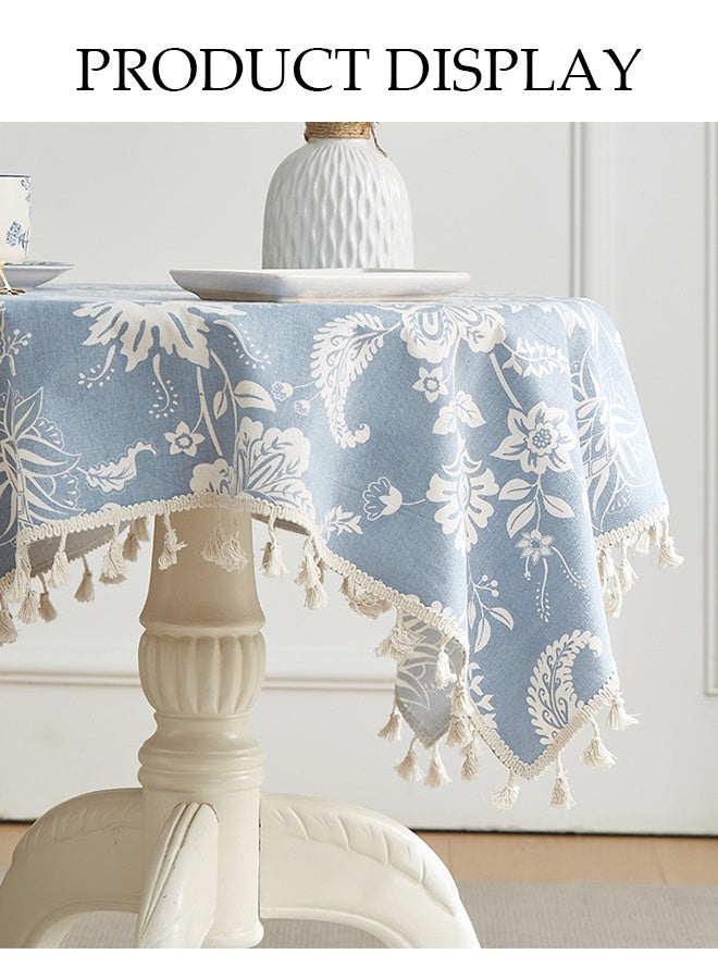 DUNISO Cotton Linen Tablecloth, Household Anti Slip Table Mat With Tassels,Washable Tea Table Tablecloth, Dustproof, Heat Resistant And Wear Resistant, Suitable For Dining Tables, Desks, Dressing Tables, Counters, Coffee Tables, 90*90cm - Image 5