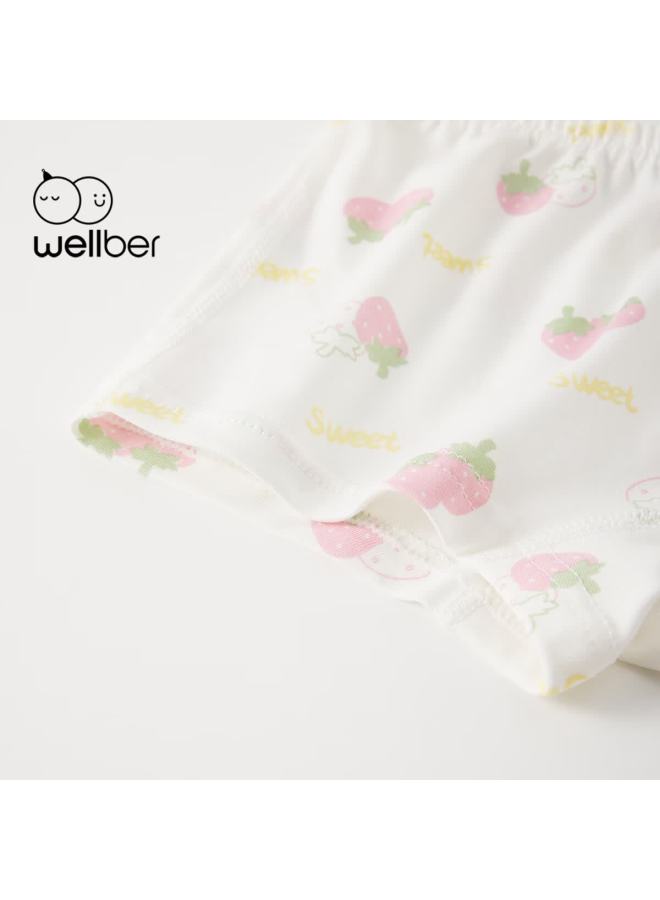 Wellber 4-pack Girls' A-class Cotton Underwear Boxer Shorts Cake Bunny Design Size 90 - Image 2