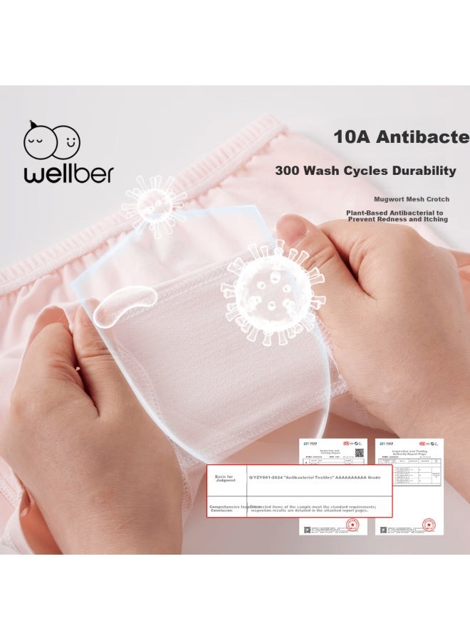 Wellber 4-pack Girls' A-class Cotton Underwear Boxer Shorts Cake Bunny Design Size 90 - Image 1