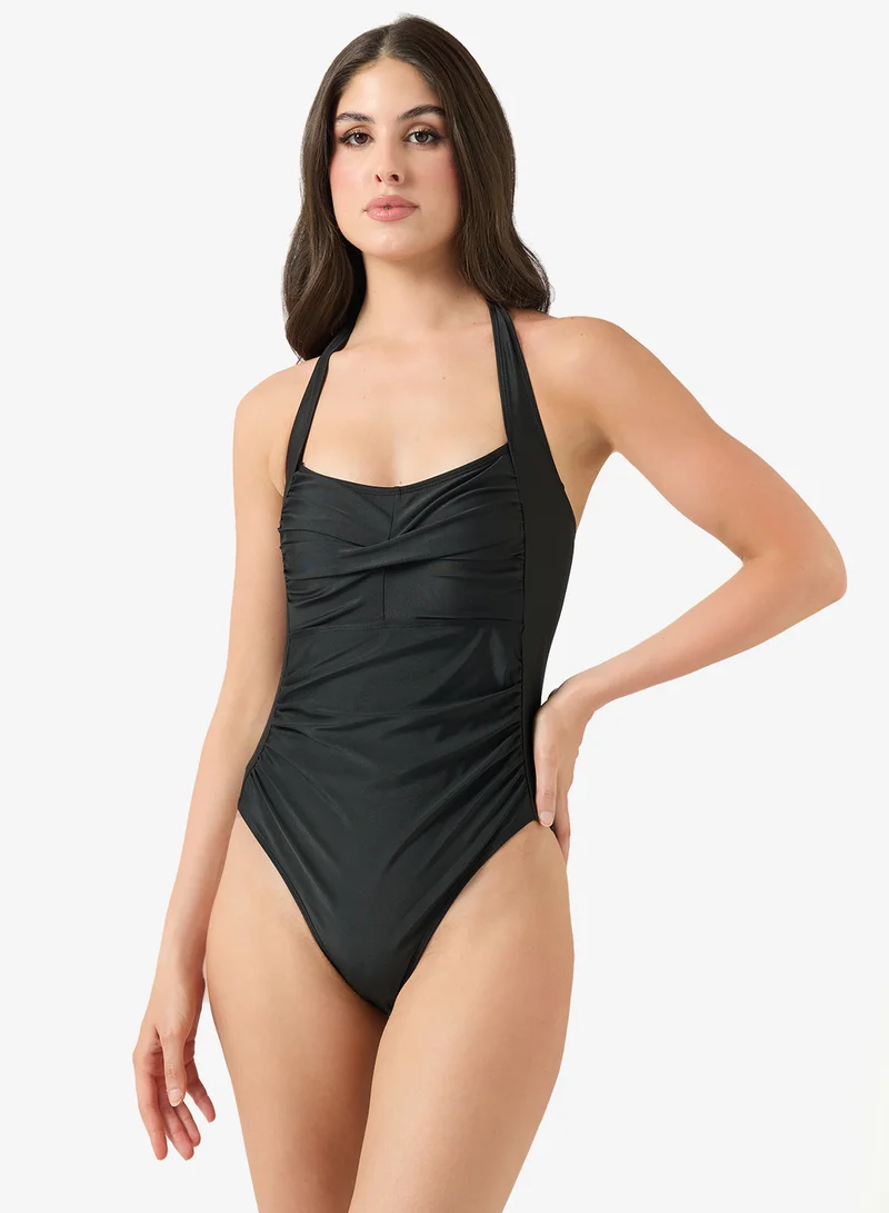 جينجر Halter Neck Tummy Control Swimsuit