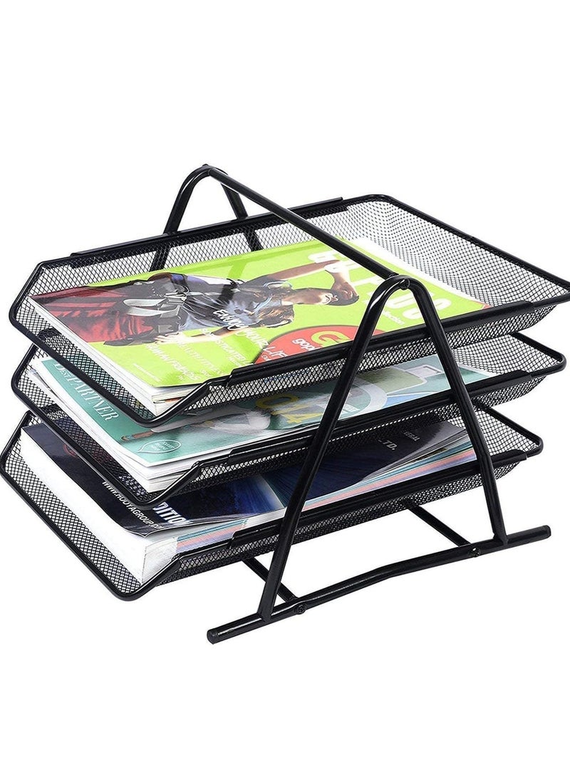 ELTRAZONE 3-Tier Metal Mesh File Organizer – Desk Tray for A4 Papers, Letters & Folders, Desktop Storage Solution for Office & Home Use, Durable & Stylish, Ideal for Organizing Workspace - Image 3