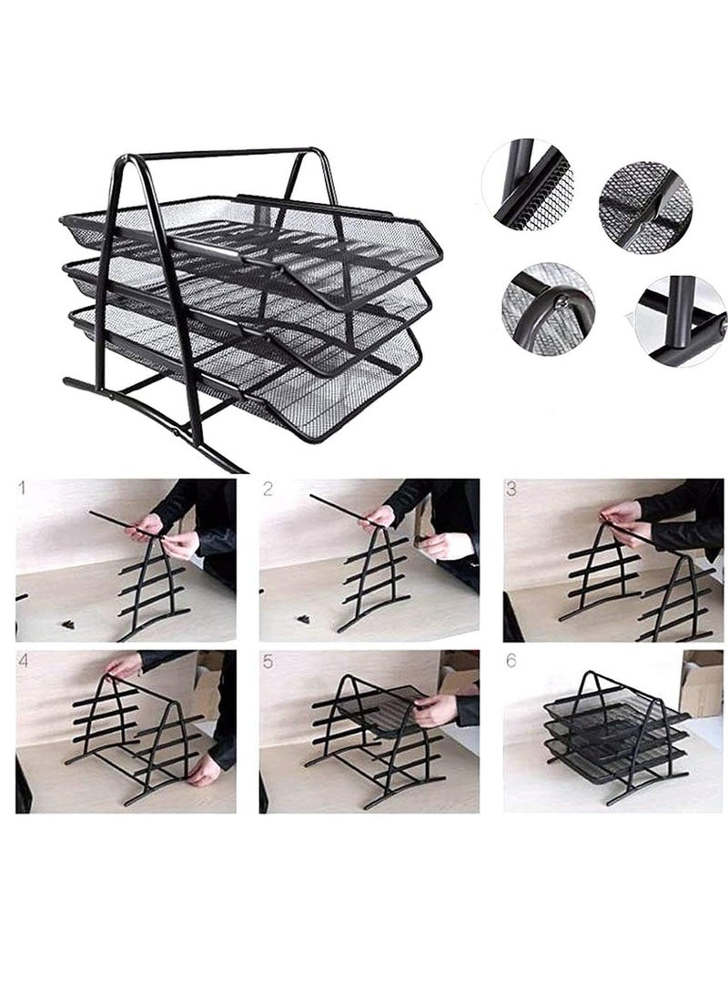 ELTRAZONE 3-Tier Metal Mesh File Organizer – Desk Tray for A4 Papers, Letters & Folders, Desktop Storage Solution for Office & Home Use, Durable & Stylish, Ideal for Organizing Workspace - Image 4