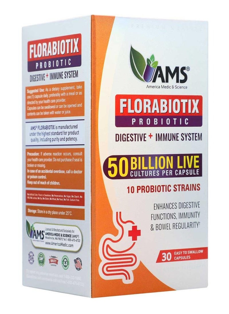 AMS - Florabiotix Probiotic Digestive+Immune System Capsules 30's - Image 1