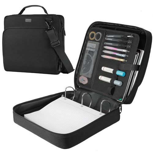 HINOOR 3Inch 3Ring Zipper Binder with Shoulder Strap DRing Zip Up Binder with 700 Sheets Capacity Compatible with 13 MacBook 129 Tablet for Middle School College Office Black - Image 1