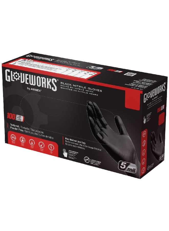 Ammex Gloveworks Latex Free Polymer Coated Industrial Nitrile Gloves Black X-Large GPNB48100 - Image 1